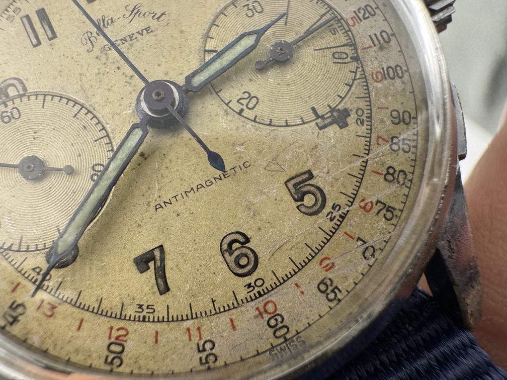 Vintage BELLA-SPORT Pulsations Chronograph Cal Landeron 48 Manual Wind - 34 mm - Image 6