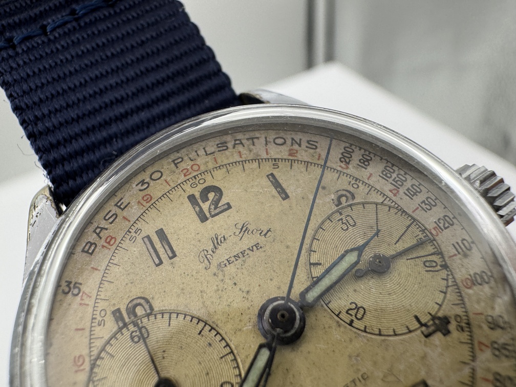 Vintage BELLA-SPORT Pulsations Chronograph Cal Landeron 48 Manual Wind - 34 mm - Image 5