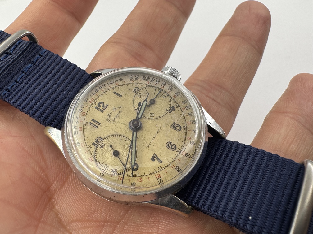 Vintage BELLA-SPORT Pulsations Chronograph Cal Landeron 48 Manual Wind - 34 mm - Image 13