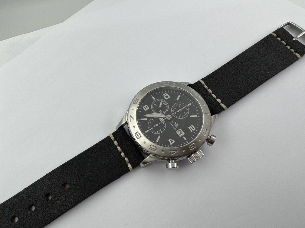PHILIP WATCH Chronograph Cal Valjoux 7750 Automatic Black Waffle Dial - 48 mm - Image 12
