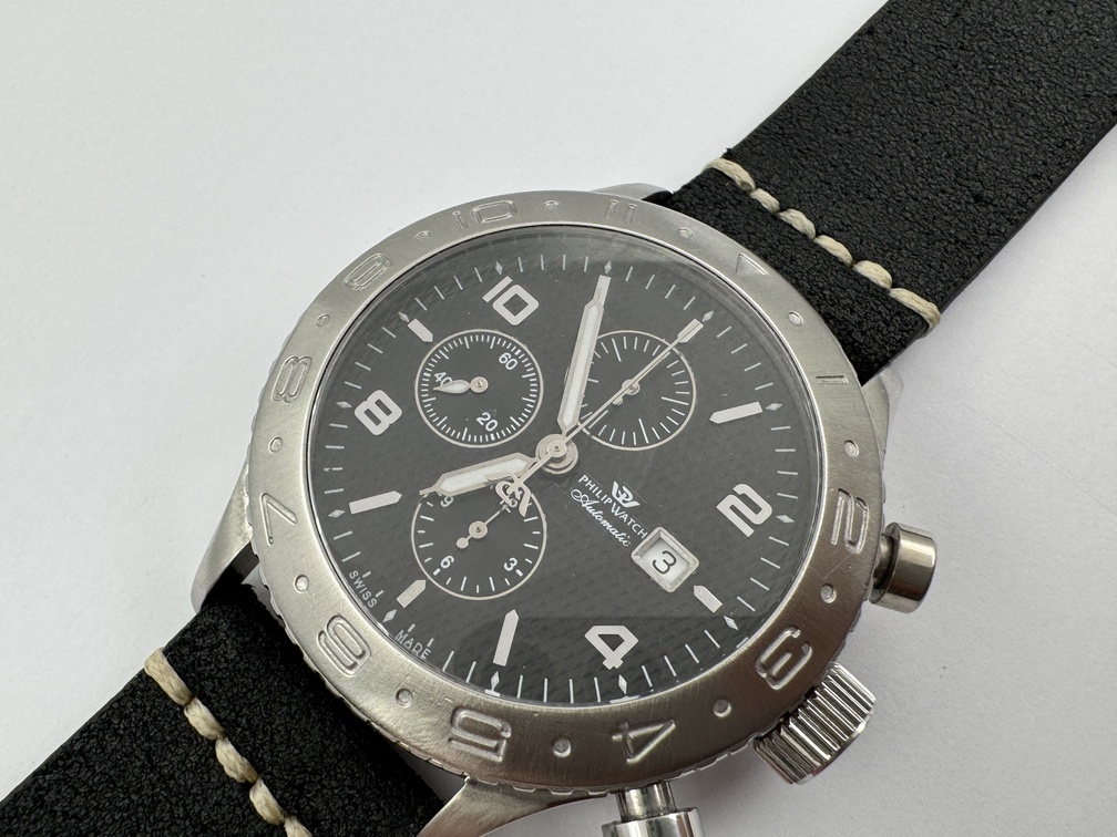 PHILIP WATCH Chronograph Cal Valjoux 7750 Automatic Black Waffle Dial - 48 mm - Image 2