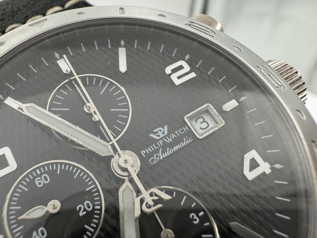 PHILIP WATCH Chronograph Cal Valjoux 7750 Automatic Black Waffle Dial - 48 mm - Image 6