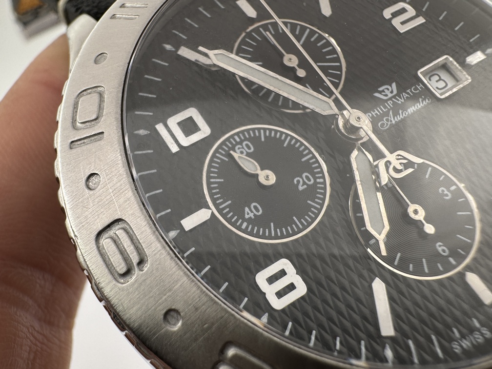 PHILIP WATCH Chronograph Cal Valjoux 7750 Automatic Black Waffle Dial - 48 mm - Image 7