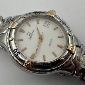 Vintage ZENITH Defy 08/59.2100.226 Date White Dial Quartz Cal 226 - 38 mm