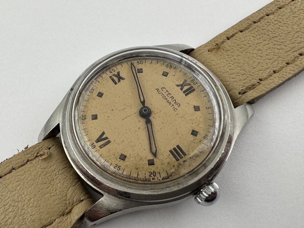 Vintage ETERNA Automatic Bumper Military Roman Dial Cal 835H - 32 mm