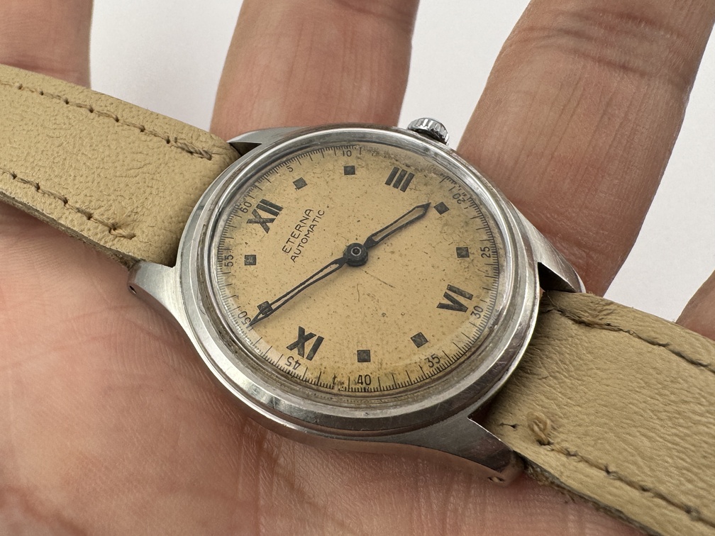Vintage ETERNA Automatic Bumper Military Roman Dial Cal 835H - 32 mm - Image 9