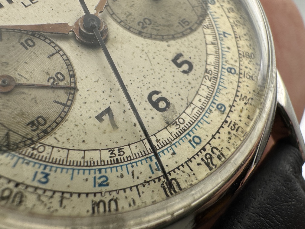 Vintage LEONIDAS Manual Wind Chronograph Cal Landeron 48 Chrome Plated - 35 mm - Image 6