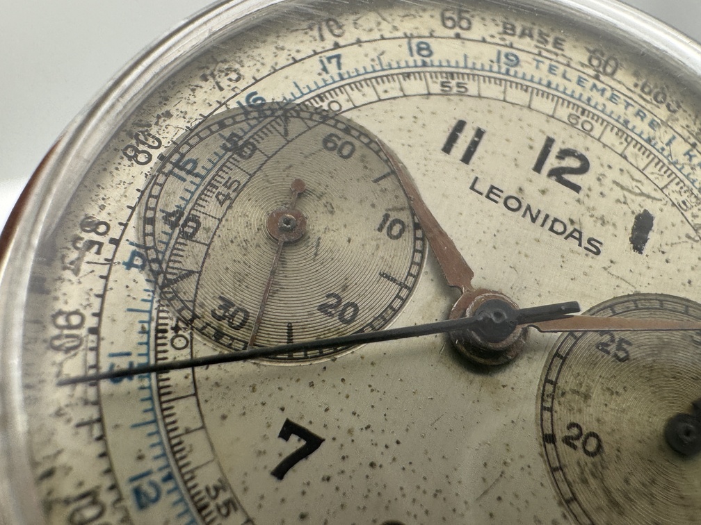 Vintage LEONIDAS Manual Wind Chronograph Cal Landeron 48 Chrome Plated - 35 mm - Image 7