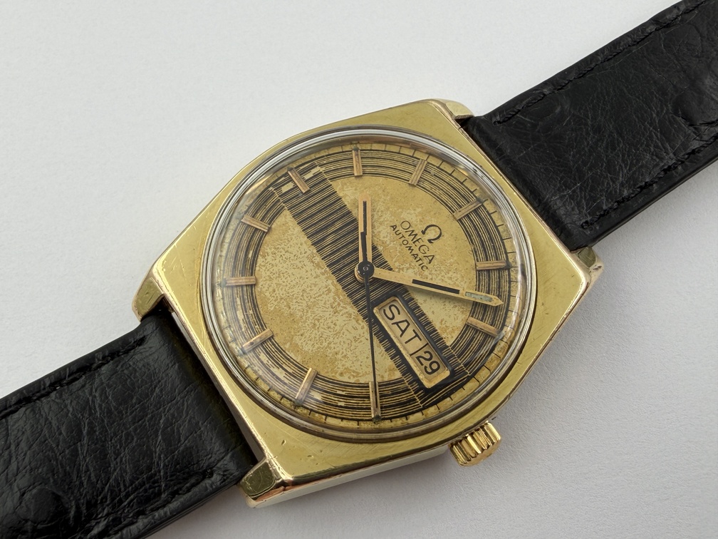VTG OMEGA 166.0141 Barcode Gold-Tone Dial Automatic Cal Ω 750 Gold Plated 35 mm