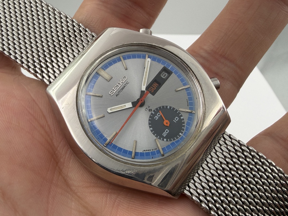 Vintage SEIKO 6139-8028 Chronograph Automatic Strainless Steel Silver Dial 40 mm - Image 13